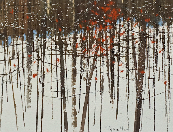Last Leaves ( a study in grey and red) by David Lidbetter Fine Art, Image 1.