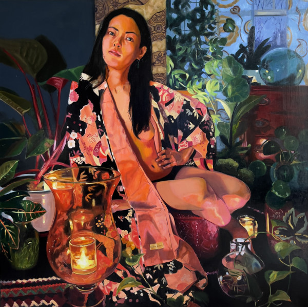 Hiroko's Kimono with Five Candles at Dusk by Ellen Starr Lyon