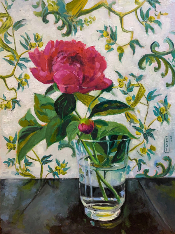 Peony and Wallpaper