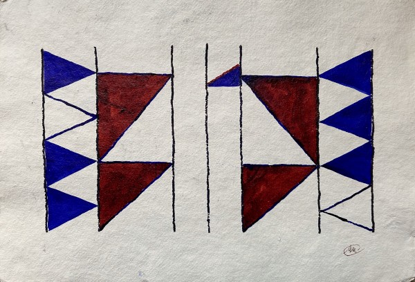 Blue ink drawing (Geometric) by Marina Marinopoulos