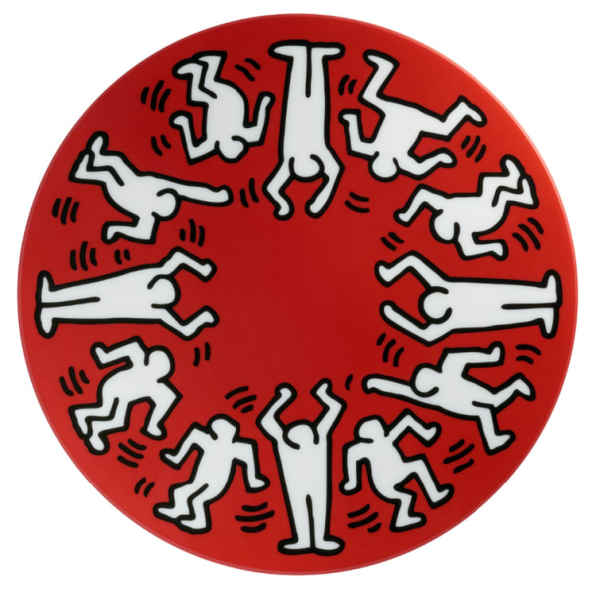 凱斯哈林" White on Red"瓷盤 Keith Haring " White on Red" plate by Keith Haring