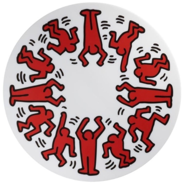 凱斯哈林"Red on White"瓷盤 Keith Haring "Red on White" plate by Keith Haring