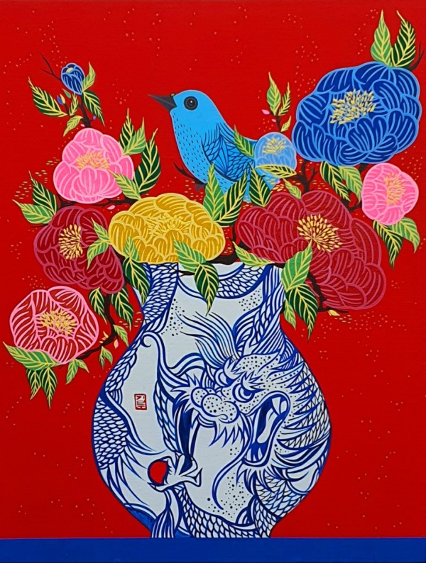 瓶中希冀與青鳥 Hope in Pottery (Blue Bird) by 金敏珠 KIM Min Su