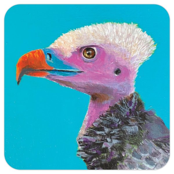 Coaster - bird- whiteheadedvulture by Leslie Cline