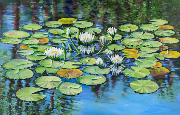 "White Waterlilies IV" by Leanne Hanson