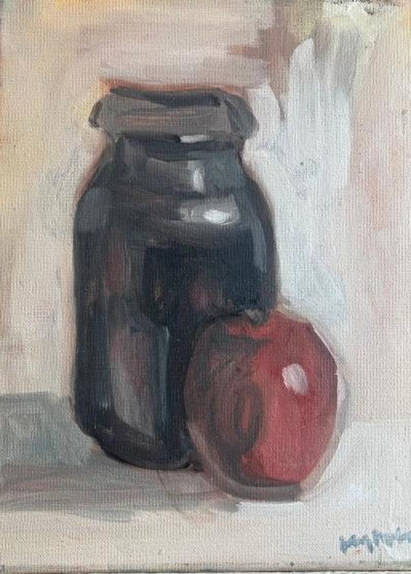 Still Life with Jar and Apple by Jerry Ross, Image 1.