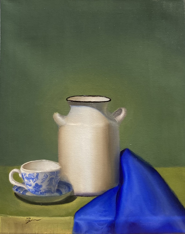 Milk Jug and Tea Cup by Ginevra Strasser