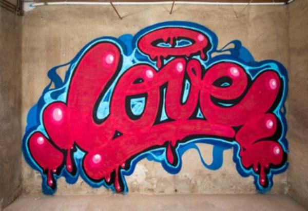 Graffiti Word Love on a Wall