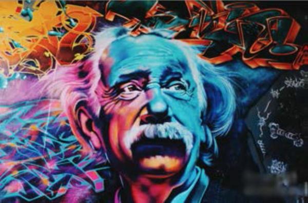 Albert Einstein Retro Wall Graffiti