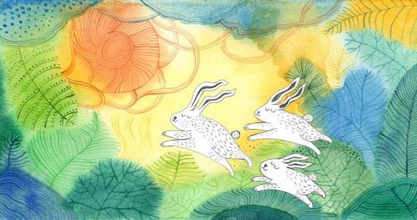 Bunnies Watercolor by Stock Photo