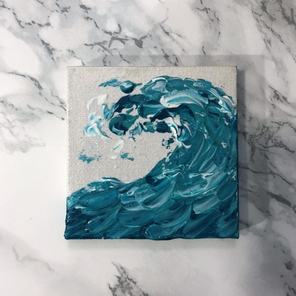 Mini  Aquamarine Wave w/easel by Jenny E. Dennis