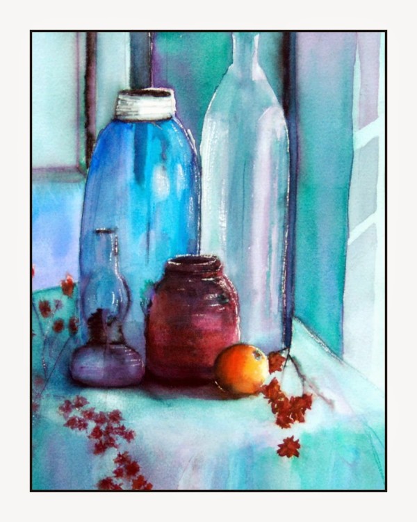 Still Life with Blue glass by Rebecca Zdybel