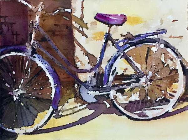 Bicycle with Violet Seat by Rebecca Zdybel