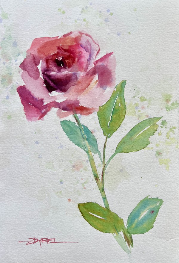 Rose Study with Spatter by Rebecca Zdybel