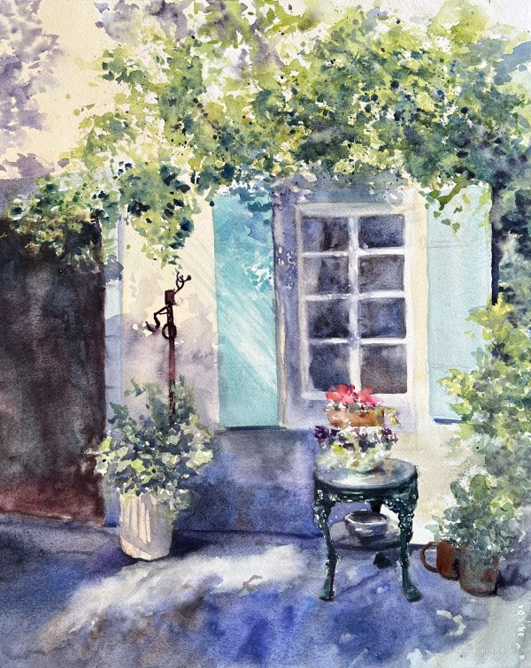 French Country Courtyard- Framed by Rebecca Zdybel