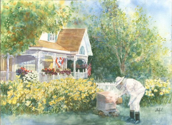 The Beekeeper's Cottage signed/framed museum print by Rebecca Zdybel