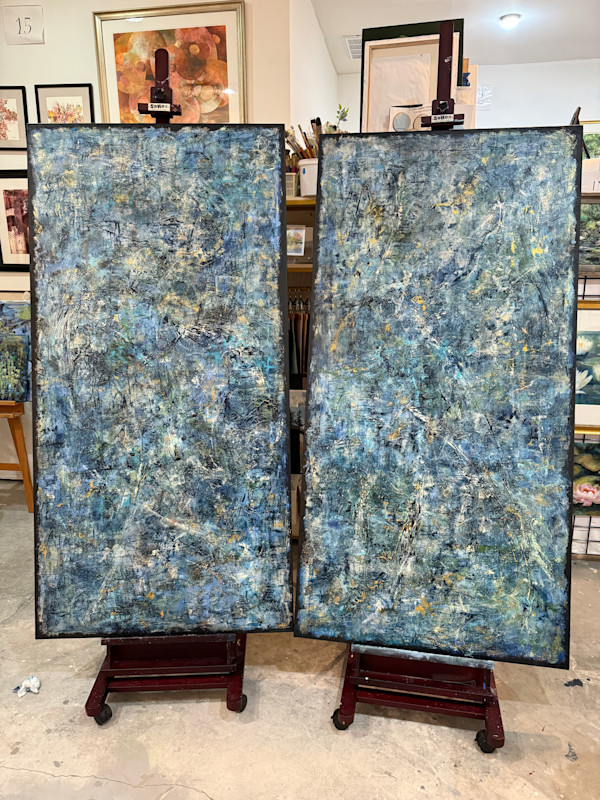 Abstract  Duo Commission- Matt and Marian Scalise "Petroglyphic Parchments" by Rebecca Zdybel