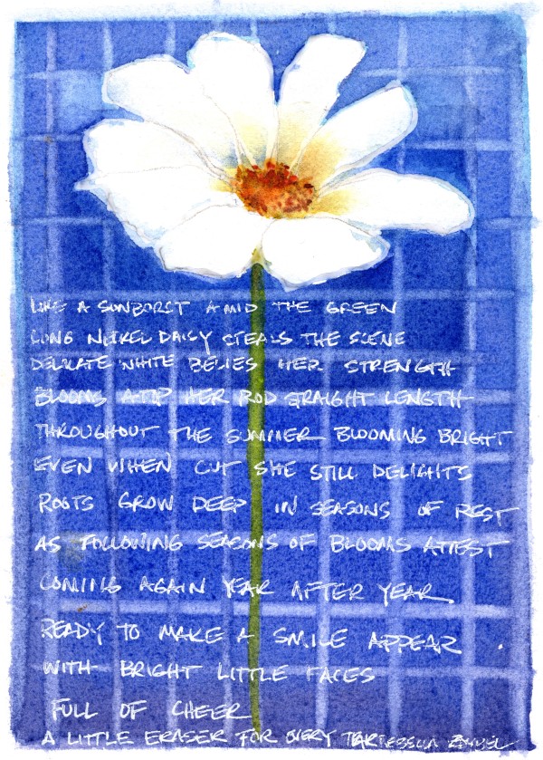 Daisy with Poem by Rebecca Zdybel