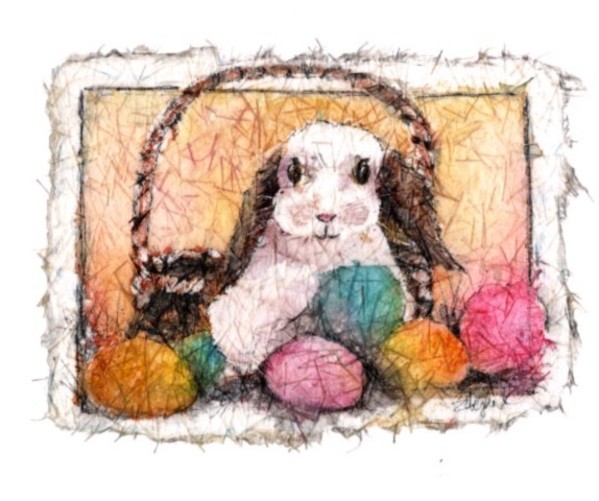 Easter Bunny Batik by Rebecca Zdybel