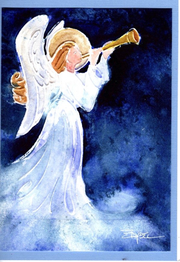 Herald Angel Christmas Card by Rebecca Zdybel