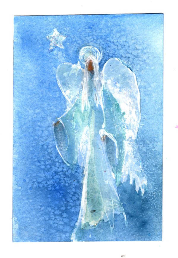 Angel with Star Christmas Card by Rebecca Zdybel