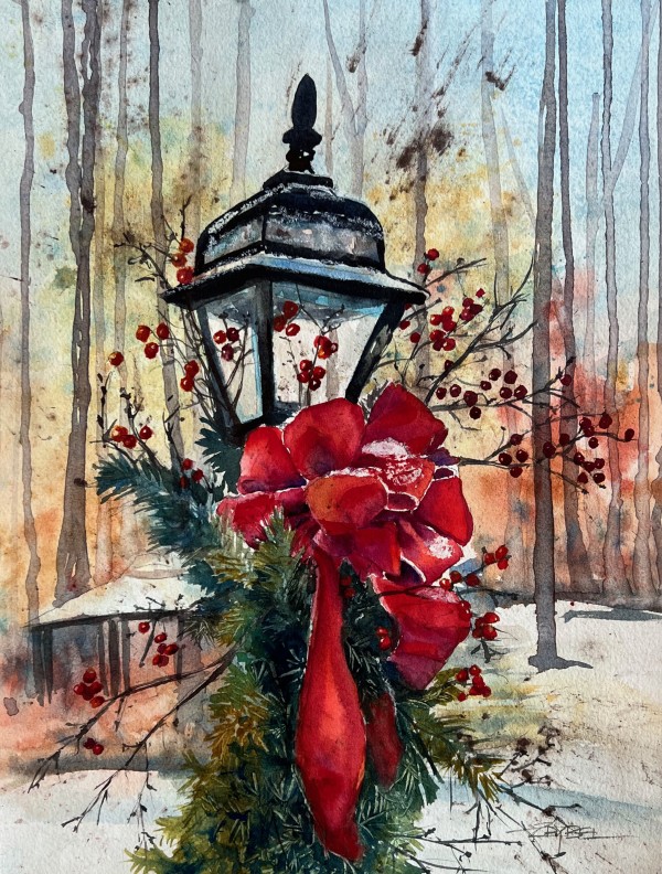 Holiday Lantern Framed Giclee' by Rebecca Zdybel