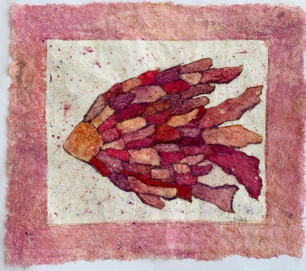 Fractures Fish Batik in Pink by Rebecca Zdybel