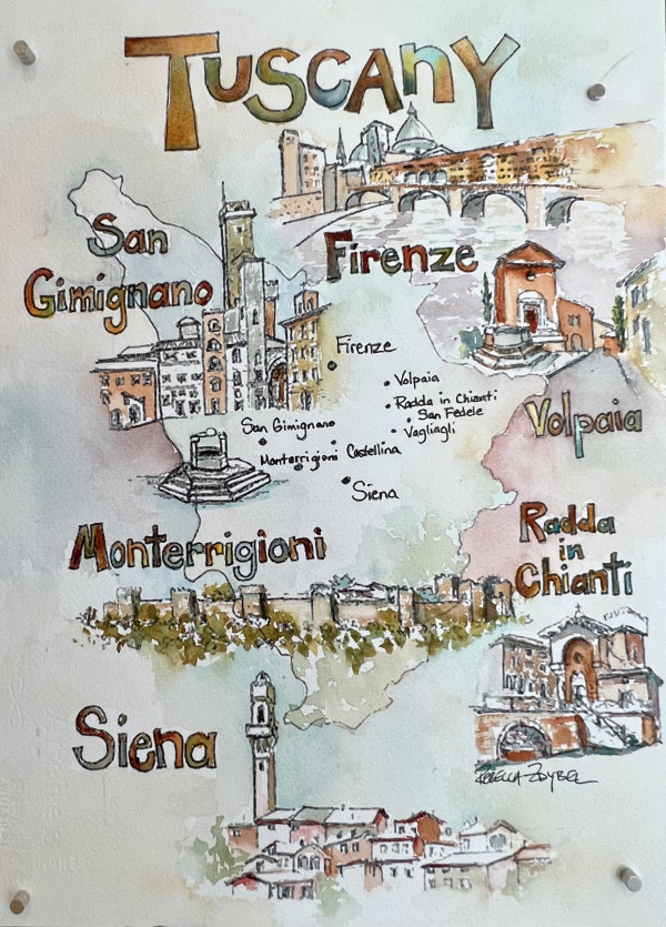 Tuscany Map 2 by Rebecca Zdybel