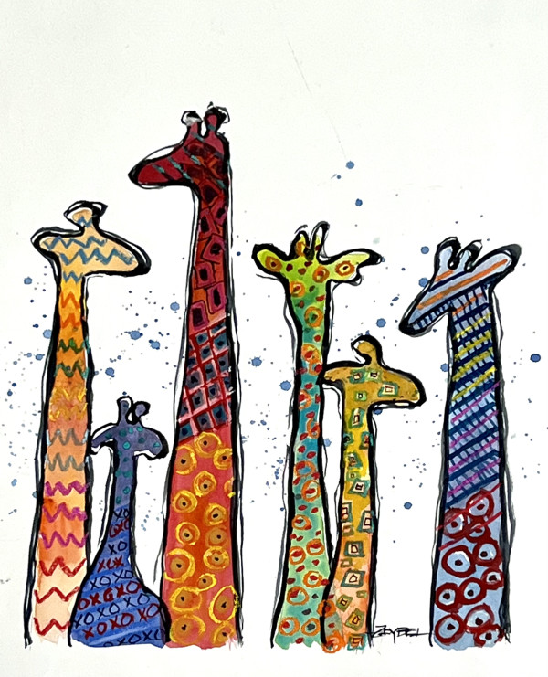 Giraffe Party- 2 by Rebecca Zdybel