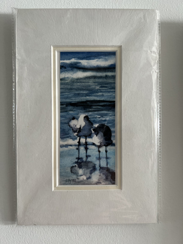 Seagull Duo Matted- Together at the Beach Matted by Rebecca Zdybel