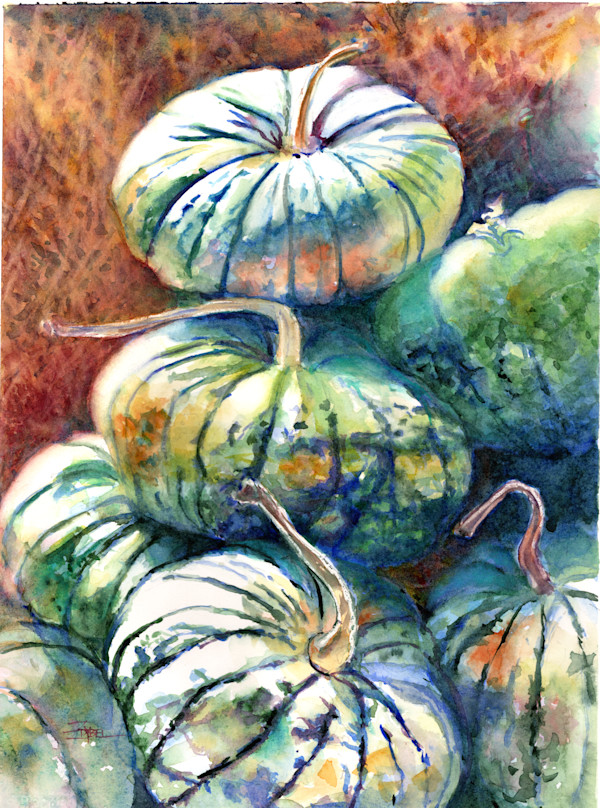 Pile of Pumpkins in Green by Rebecca Zdybel