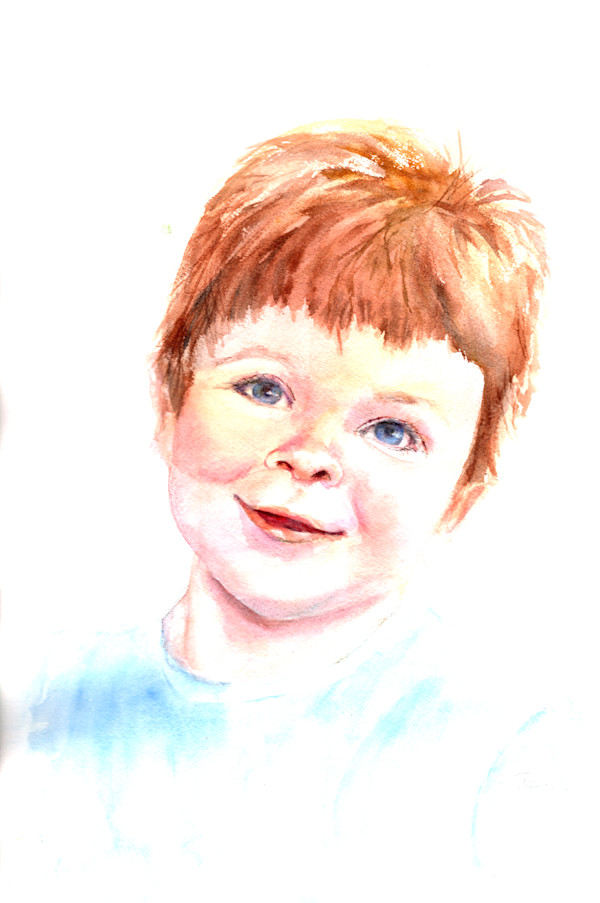 Portrait of Austin 3 years old by Rebecca Zdybel