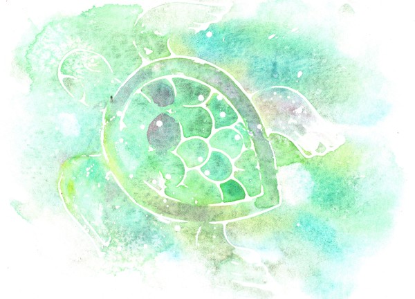 TURTLE HAZE- GREEN AND VIOLET by Rebecca Zdybel