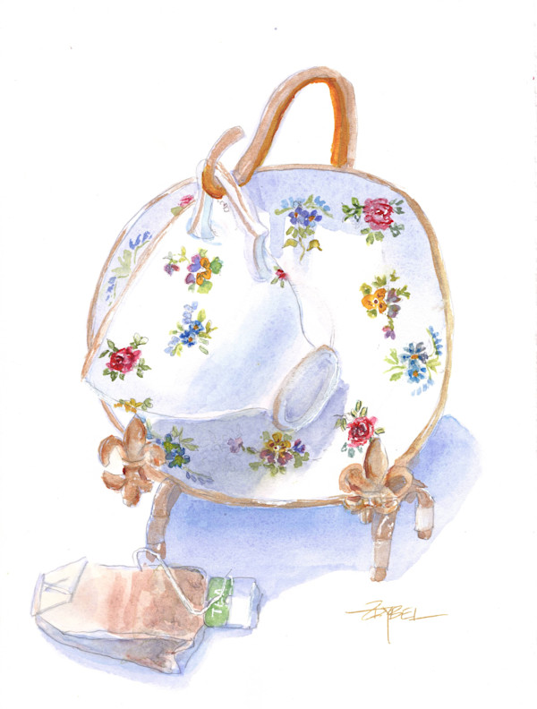 Teacup and Stand with Gold Embellishment by Rebecca Zdybel, Image 1.
