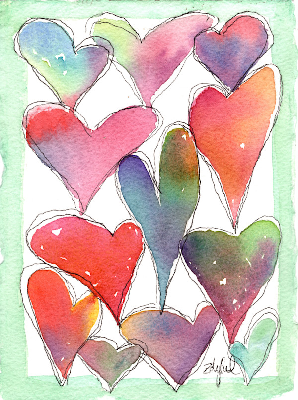 Hearts with Mint Border by Rebecca Zdybel, Image 1.