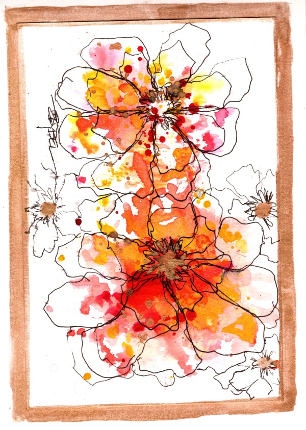 Splashy Floral with Gilded Trim by Rebecca Zdybel