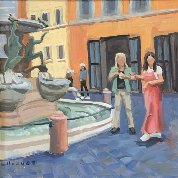 Gelato by the Fountain - Rome by Linda Hugues