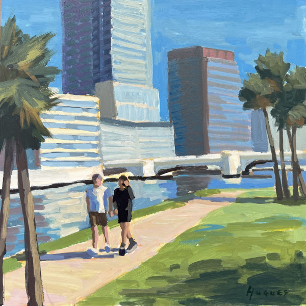 River's Edge Skyline - Tampa by Linda Hugues