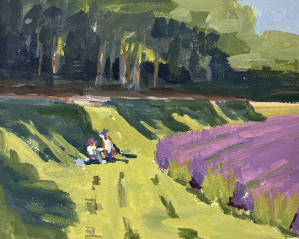 Painting Lavender - Lacoste, France by Linda Hugues