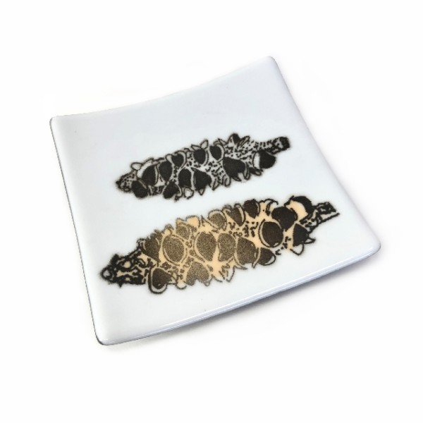 Banksia Plate v (white on grey) by Nada Murphy