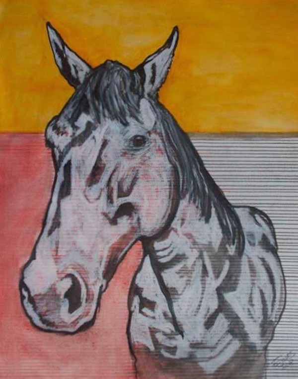 Horse (multi color / striped background) by Eric Jones