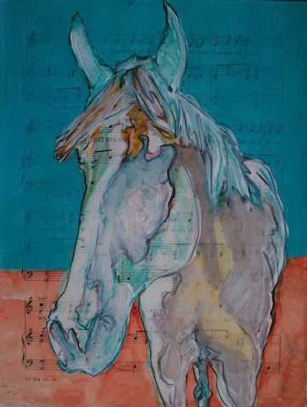 White Horse on Blue and Orange by Eric Jones