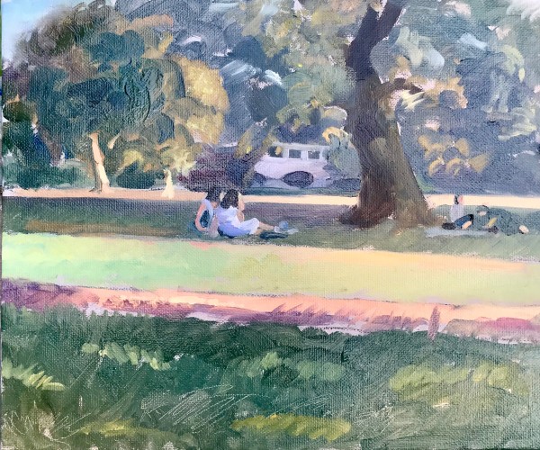 Two Girls, Summer Picnic on Hampstead Heath. Hampstead. London by Alan Lancaster