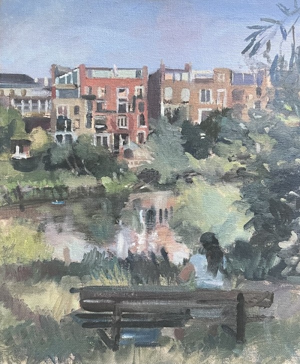 Girl with Blue Dress, Next to Hampstead Ponds, Hampstead Heath. London by Alan Lancaster