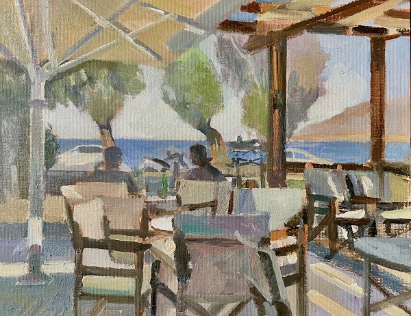 View from the Ktima  Restaurant. Patmos Greece by Alan Lancaster
