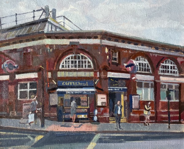 Hampstead Underground Station with Coffee Vendor by Alan Lancaster