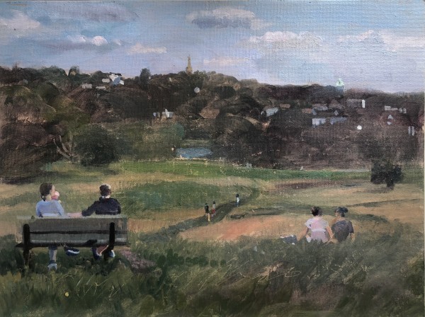 Painting of St Annes Church from Hampstead Heath. Near Highgate. London by Alan Lancaster