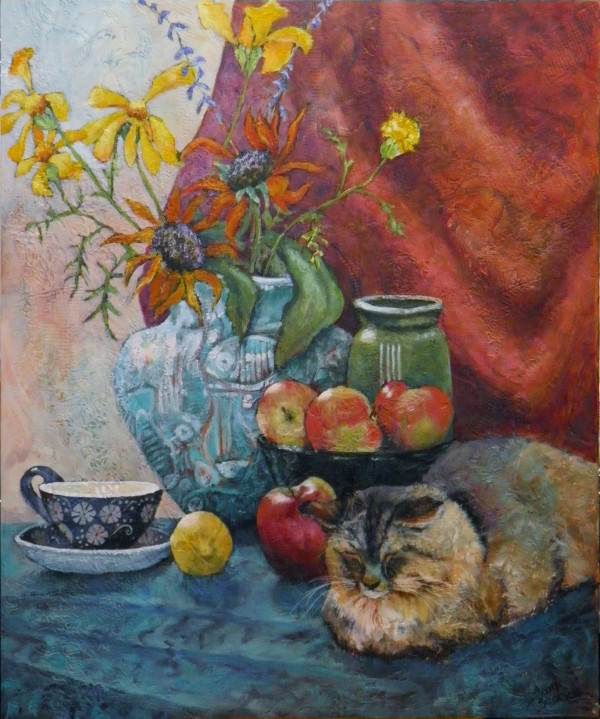 Cat Nap at Tea Time by Sharron Schoenfeld