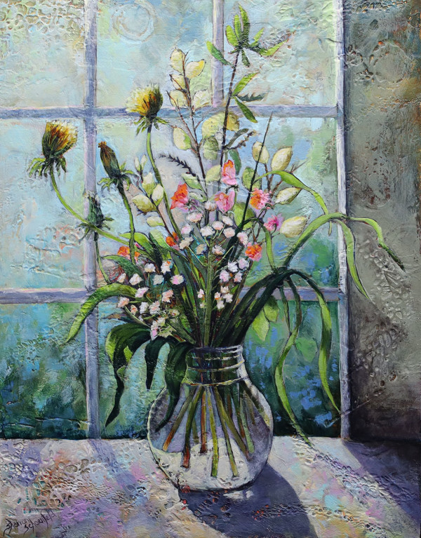 Small Jar of Wildflowers by Sharron Schoenfeld