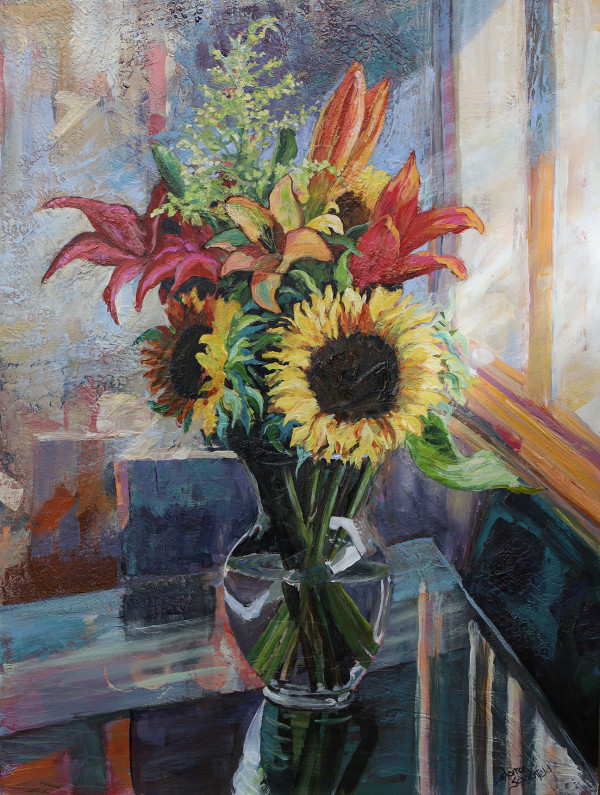 Sunflowers and Lilies by Sharron Schoenfeld